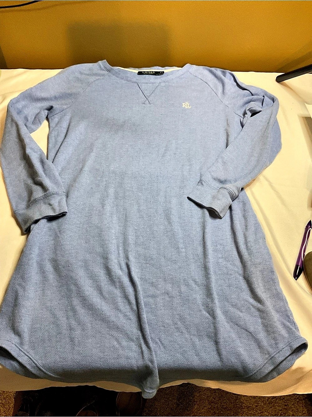 Lauren Ralph Lauren Houndstooth Tunic Sweatshirt in Blue Size Medium